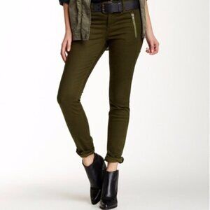 Joe’s Jeans Olive/Army Green Oblique Zipper Pocket Skinny Stretch Ankle Jeans 27